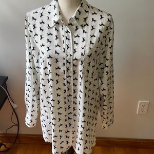 Ellen Tracy Dog-Print Blouse Chihuahua
